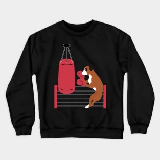 Boxing Boxer Dog Hitting A Punching Bag Crewneck Sweatshirt